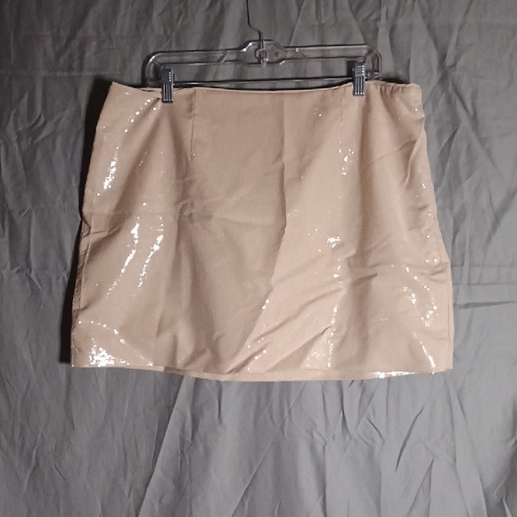 A New Day Sparkling Sequin Tan Mini Skirt - Picture 1 of 5